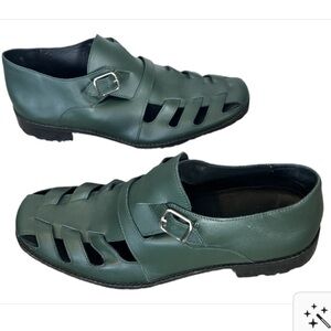 Rachel Comey Green Leather Cutout Shoes